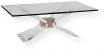 Bassett Mirror 2999-100B-TEC Model 2999-100B-T Hollywood Glam Silven Rectangle Cocktail Table, Acrylic/Brushed Nickel Finish, Dimensions 52" x 32" x 19", Weight 145 pounds, UPC 036155329062 (2999100BTEC 2999100B-TEC 2999-100BTEC 2999-100B-T-EC 2999100BT) 
