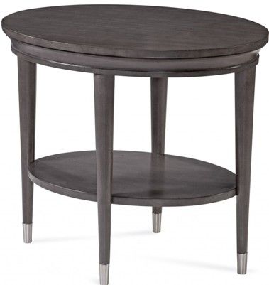 Bassett Mirror 3011-240EC Model 3011-240C Thoroughly Modern Essex Oval End Table, Taupe Finish, Dimensions 28