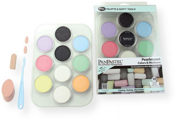 PanPastel 30113 Ultra Soft Artists Painting Pastel Pearlescent 10 Color Set; Professional grade, extremely fine lightfast pastel color in a cake form which is applied to almost any surface; UPC 879465002023 (30113 PP30113 PP-30113 PANPASTEL30113 PANPASTEL-30113 PANPASTEL-PP30113)