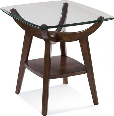 Bassett Mirror 3015-200B-TEC Model 3015-200B-T Thoroughly Modern Gillian Rectangle End Table, Walnut Finish, Dimensions 24