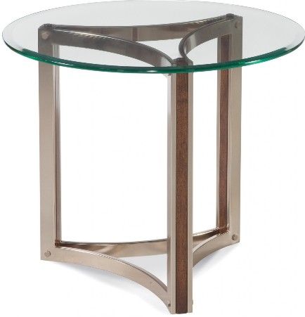 Bassett Mirror 3017-220B-TEC Model 3017-220B-T Thoroughly Modern Cornell Round End Table, Amber Bronze Finish, Dimensions 28