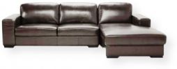 Wholesale Interiors 3022-001-DRK-BRN Susanna Brown Shiny Leather Large Sectional Sofa with Chaise, 32"H x 78"W x 34"D Two-seater, 32"H x 38"W x 70"D Chaise, 23" Arm height, 10" Arm width, 21"D x 17"H Seat measures, Kiln dried hardwood frame, High density polyurethane foam cushions, Rubber webbing inner support system, UPC 878445004392 (3022001DRKBRN 3022-001-DRK-BRN 3022 001 DRK BRN 3022-001-2pc Set) 