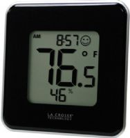 La Crosse Technology 302-604B Digital Thermometer & Hygrometer Station, -4°F to 122°F ; -20°C to 50°C Temperature range, 20% to 99% RH Humidity range, -4°F ; -20°C "Lo" icon when temperature is lower than, Digital time, Indoor temp - °F/°C, Indoor relative humidity - % RH, Min / Max records, Comfort level icon smiley face icon for humidity levels at 40% to 60% RH, Display large temperature or humidity, UPC 757456987484 (302-604B 302604B 302 604B) 