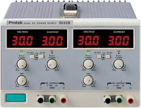 Protek 3032B Dual Output DC Power Supply with Digital Display, Noise free output for servicing RF equipment, Fully isolated outputs for series or parallel operation, Coarse and Fine voltage controls(3032B      Protek  3032B) 