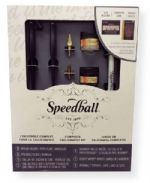 Speedball 3062 Complete Calligraphy Kit; Complete kit includes two pen holders, classic and oblique, two pen nibs, 12 ml black ink, 12 ml pen cleaner, one extra fine point black Elegant Writer marker, a 50 sheet practice paper pad, and The Speedball Textbook; Tri lingual packaging; UPC 651032030628 (3062 S3062 CALLIGRAPHY-3062 SPEEDBALL3062 SPEEDBALL-3062 SPEED-BALL-3062)  