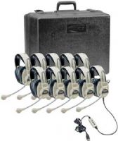 Califone 3066USB-10 Classroom Ten-Pack Deluxe Stereo Headsets, Frequency Response 20-20000 Hz, Sensitivity 100dB SPL +/- 3dB at 1kHz, 40mm Mylar Diaphragm, Ferrite Cobalt Magnet, Permanently attached 7 foot cord with reinforced connection that resists accidental pull out with in-line volume and mute control, mic on/off switch, UPC 610356830888 (3066USB10 3066USB 10 3066 USB-10) 