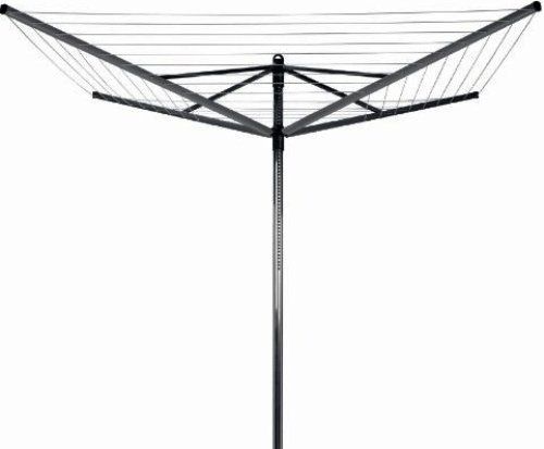 Brabantia 310942 Lift-O-Matic Rotary Dryer with 50 Metres of Drying Length, Silver, Ideal for airing cushions and bedding in the lowest position, Weather resistant - 4 robust coated steel arms and sturdy 45 mm diameter aluminium main tube, No need to carry washing basket around, Diagonal span width of 290 cm (310-942 310 942)