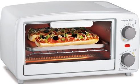 Proctor Silex 31116Y Extra-Large Toaster Oven Broiler, Extra-large interior easily fits 4 slices of toast or 2 personal pizzas, 15 minute timer with automatic shutoff and ready bell, Includes bake pan and broil function, Handy broiler for cooking versatility, Drop-down crumb tray for easy cleanup, Bake pan is great for cooking or warming biscuits, rolls, sandwiches and leftovers, UPC 022333311165 (311-16Y 311 16Y)