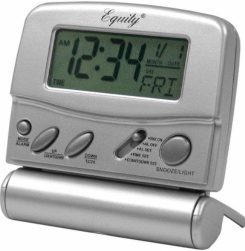 LaCrosse 31302 LCD Digital Fold-Up Travel Alarm, Silver Fold-up Case for Easy Travel, Only 1/2