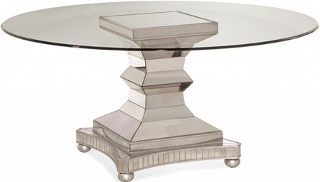 Bassett Mirror 3179-700-906EC Model 3179-700-906 Hollywood Glam Moiselle Dining Table, Ant Mirror/Silverleaf Finish, Dimensions 60