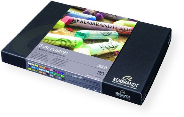 Royal Talens 31823032 Rembrandt Soft Pastels Landscape Selection Basic, 30-Color Stick Set; Unsurpassed glow, purity, and intensity; Made from the best quality, finely ground pure pigments in an extra fine-Kaolin clay binder; The result is a velvety smooth-softness in every color; EAN 8712079257453 (31823032 RT-31823032 RT31823032 RT3-1823032 RT318230-32 REMBRANDT-31823032) 