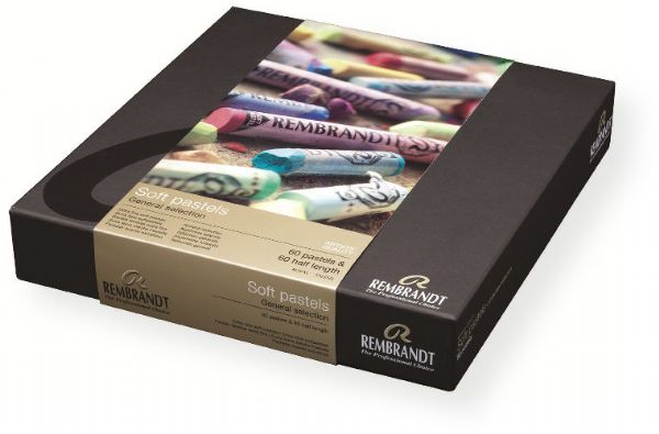 Royal Talens 31823133 Rembrandt Soft Pastels General Selection Deluxe, 60-Color Half-Stick Set; Unsurpassed glow, purity, and intensity; Made from the best quality, finely ground pure pigments in an extra fine-Kaolin clay binder; The result is a velvety smooth-softness in every color; EAN 8712079257521 (31823133 RT-31823133 RT31823133 RT3-1823133 RT318231-33 REMBRANDT-31823133) 