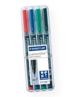 Staedtler 318WP-4 Lumocolor Permanent Marker Set Fine; Universal pen for overhead projectors and almost all surfaces, CDs, DVDs, etc; Dry safe feature allows for several days of cap-off time without drying up; Permanent, neutral-smelling ink is waterproof and smudge-proof; Brilliant, lightfast colors dry in seconds, making these markers ideal for left-handed users; EAN 4007817310809 (STAEDTLER318WP4 STAEDTLER-318WP4 LUMOCOLOR-318WP-4 STAEDTLER-318WP4 318WP4 OFFICE MARKER) 
