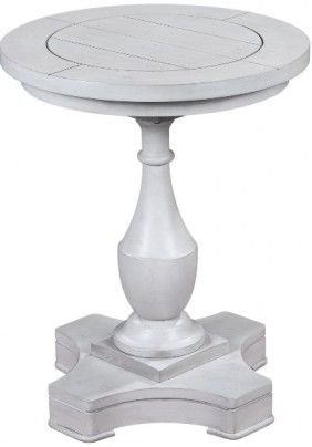 Bassett Mirror 3193-220EC Model 3193-220 Pan Pacific Holden Round End Table, Antique White Finish, Dimensions 20