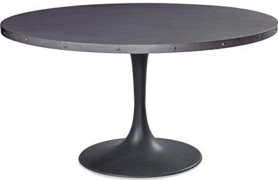 Bassett Mirror 3194-700-726 Emery Dining Table, Black/Antico Steel, Size 53 Round, Weight 193 lbs (3194700726 3194700-726 3194-700726)