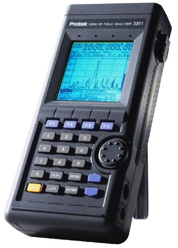 Protek 3201 Hand-Held 2GHz RF Signal Strength Analyzer, Handheld, Battery operated, 100KHz to 2060MHz range, 12.5 Ch/sec scan rate, Built-in 2GHz frequency counter, -117 dBm max sensitivity, Phase lock loop, RS-232 interface (3201, Protek 3201, PROTEK3201)