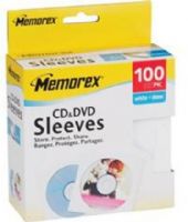 Memorex 32021961 CD/DVD Sleeves - Slide Insert, Low cost protection and storage, Window for easy viewing and organizing, White back flap for added security, UPC 034707019614 (3202-1961 3202 1961) 