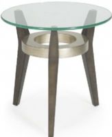 Bassett Mirror 3220-223B-TEC Model 3220-223B-T Thoroughly Modern Elston Scatter Table, Taupe/Champaign Leaf Finish, Dimensions 20" Diameter, Weight 34 pounds (3220223BTEC 3220223B-TEC 3220-223BTEC 3220-223B-T-EC 3220223BT) 