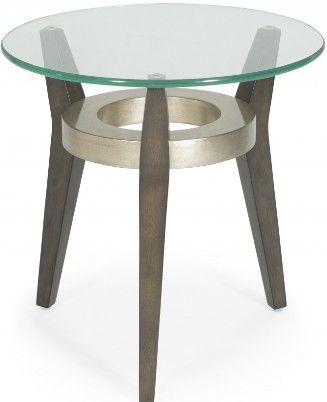 Bassett Mirror 3220-223B-TEC Model 3220-223B-T Thoroughly Modern Elston Scatter Table, Taupe/Champaign Leaf Finish, Dimensions 20