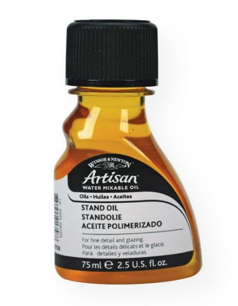 Winsor & Newton 3221728 Artisan Water Mixable Stand Oil 75ml; Ideal for glazing and fine details as it gives a smooth enamel effect finish with no brush marks; It also increases film durability and slows drying; Can be cleaned up with water; Shipping Weight 0.22 lb; Shipping Dimensions 4.41 x 2.2 x 1.38 in; UPC 884955013588 (WINSORNEWTON3221728 WINSORNEWTON-3221728 ARTISAN-3221728 ARTWORK PAINTING)