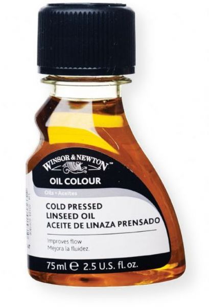 Winsor and Newton 3221747 Cold Pressed Linseed Oil 75ml; A slightly yellow oil which is extracted without the use of heat and dries slightly quicker than refined linseed oil; Improves flow, increases gloss and transparency, and reduces consistency and brushstrokes; Ideal for grinding pigments; UPC 884955015810 (3221747 OIL-3221747 LINSEED-3221747 WINSORANDNEWTON3221747 WINSORANDNEWTON-3221747 WINSOR-AND-NEWTON-3221747)