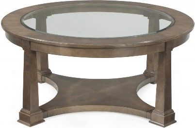 Bassett Mirror 3224-120EC Model 3224-120 Thoroughly Modern Lyle Round Cocktail Table, Drift Maple Finish, Dimensions 41