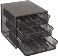 Safco 3275BL Onyx Hospitality Organizer 3 Drawer, Black, Three tiers of removable dividers to easily organize all your break room supplies and condiments, Dimensions 11 1/2"w x 8 1/4"d x 8 1/4"h (3275-BL 3275B 3275 BL) 