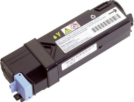 Dell 330-1438 Yellow Toner Cartridge For use with Dell 2130cn Color Laser Printer, Average cartridge yields 2500 standard pages, New Genuine Original Dell OEM Brand (3301438 330 1438 T108C)