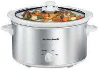 Hamilton Beach 33140V Stainless Steel 4 Qt. Slow Cooker; Dishwasher safe stoneware & lid for fast, easy cleanup; 4 settings include off, low, high & warm; UPC 040094914630 (Proctor Silex 33140 33140-V) 
