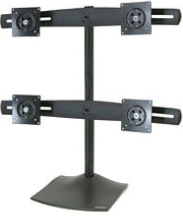 Ergotron 33-324-200 Model DS100 Quad-Monitor Desk Stand, Black, View multiple displays simultaneously with patented Paraview Technology, Position monitors for maximum productivity, Portrait or landscape viewing, Cable management system organizes and routes cables, Low-profile base saves desk space, UPC 698833008265 (33324200 33324-200 33-324200 DS-100 DS 100)