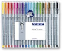 Staedtler 334 SB20A6 04 Triplus, Fineliner Pen 20-Color Set; Slim and lightweight with a 0.3mm superfine, metal-clad tip; Ergonomic, triangular-shaped barrel for fatigue-free writing; Dry-safe feature allows for several days of cap-off time without ink drying out; Acid-free; UPC 031901935597 (STAEDTLER334SB20A604 STAEDTLER 334SB20A604 334 SB20A6 04 334-SB20A6-04 334SB20) 
