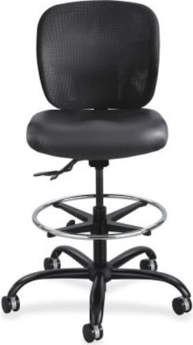 Safco 3394BV Vue 24/7 Heavy Duty Stool, Black; Back Tilt Lock, Pneumatic Seat Height Adjustment, Back Height Adjustment, 360 Swivel; Adjustability - Back height (measured from seat to top of back) adjusts from 14 to 17 1/2; 350 lbs.Weight Capacity; Dual Wheel Carpet Casters; 2 1/2