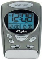 Elgin 3400E LCD Alarm Clock, Eagle/Silver, 1.1" LCD multifunction display with blue backlight, 12/24-hour program selector, Nap timer up to 4 hours, Uses 2 AA batteries (not included) (34-00E 340-0E 3400) 