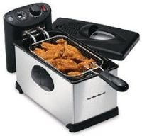 Hamilton Beach 35030 Deep Fryer, 3 Liter oil capacity, Extra large 4” deep fryer basket, Digital 60 minute timer, Adjustable temperature, Viewing window in the lid, Unit completely disassembles for easy cleanup, Preheat light signals when oil is at the selected temperature, UPC 040094350308 (35-030 35030)  