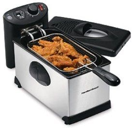 Hamilton Beach 35030 Deep Fryer, 3 Liter oil capacity, Extra large 4 deep fryer basket, Digital 60 minute timer, Adjustable temperature, Viewing window in the lid, Unit completely disassembles for easy cleanup, Preheat light signals when oil is at the selected temperature, UPC 040094350308 (35-030 35030) 