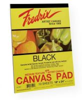 Fredrix 35031 Black 18" x 24" Canvas Pad; Canvas pads are great for student use and artists who want to paint studies in a pad format; Each pad features Fredrix quality and is primed and ready to paint; Canvas sheets are sturdy enough to be mounted when dry; 18" x 24" black canvas, 10-sheet pad; Shipping Weight 3.60 lbs; Shipping Dimensions 18.00 x 24.00 x 0.25 inches; UPC 081702350310 (FREDRIX35031 FREDRIX-35031 PAINTING ALVIN) 