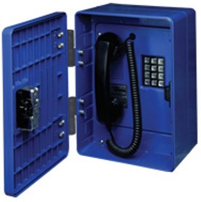 Gai-Tronics 351-001SK Division 2 Weatherproof Industrial Phone with Spring Kit, Royal Blue High Impact Glass Reinforced Polyester Housing, NEMA 3R Weatherproof Rating, Sealed Metallic Keypad, Non-Movable Hook-switch. Volume Control Handset, Noise Canceling Microphone (351001SK 351-001-SK 351-001S 351-001 351001)