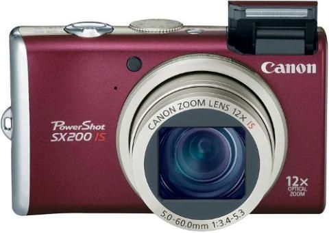 Canon 3511B001 PowerShot SX200 IS Digital Camera, Black, 12.1 Megapixel resolution, powerful 12x Optical Zoom with Optical Image Stabilizer and 28mm wide-angle lens to get up close to your subject or capture more in your frame, 3.0-inch TFT color LCD widescreen with wide viewing angle, Red Color (3511 B001 3511-B001 SX 200SX-200 SX200IS SX200-IS)