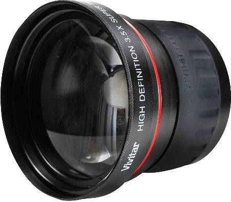 Vivitar 3558T High Definition 3.5x Telephoto Conversion Lens, Specially designed for high quality digital cameras and camcorders, Effectively increase your cameras versatility without loss of original picture quality, 58 mm photo filter thread size, Dimension 74 dia x 65mm, Weight 315g, UPC 681066374573 (35-58T 3558-T) 