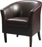 Linon 36077BER-01-AS-U Simon Blackberry Club Chair, Dark Walnut Frame & Blackberry Leatherette Finish, Hardwood frame, Flared armrests, High arms and a deep seat, Arching backrest, 275 lbs Weight Limit, 28.25"W x 25.5"D x 33"H, UPC 753793910789  (36077BER01ASU 36077BER-01-AS-U 36077BER 01 AS U) 