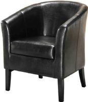 Linon 36077BLK-01-AS-U Simon Black Club Chair, Black Leatherette Finish, Hardwood frame, Flared armrests, High arms and a deep seat, Arching backrest, 275 lbs Weight Limit, 28.25"W x 25.5"D x 33"H, Rubberwood, plywood, PU Vinyl Material,  UPC 753793858555 (36077BLK01ASU 36077BLK-01-AS-U 36077BLK 01 AS U) 