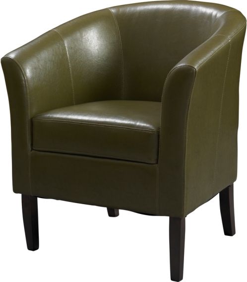 Linon 36077CED-01-AS-U Simon Cedar Club Chair, Dark Walnut Frame & Cedar Leatherette Finish, Hardwood frame, Flared armrests, High arms and a deep seat, Arching backrest, 275 lbs Weight Limit, 28.25