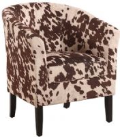 Linon 36077UM-01-AS-U Simon Chair Udder Madness; Enhance the look of any room; Perfect for adding a fun seating option to your space, the chair is upholstered in a brown cow print poly microfiber fabric; Sturdy and durable for lasting comfort; Seat Dimensions 19.5" Seat Height, 18"w x 18"d x 5.5" thick; Dimensions 28.25"w x 25.5"d x 33"h; UPC 753793936406 (36077UM01ASU 36077UM-01AS-U 36077UM01-ASU 36077UM-01-ASU) 
