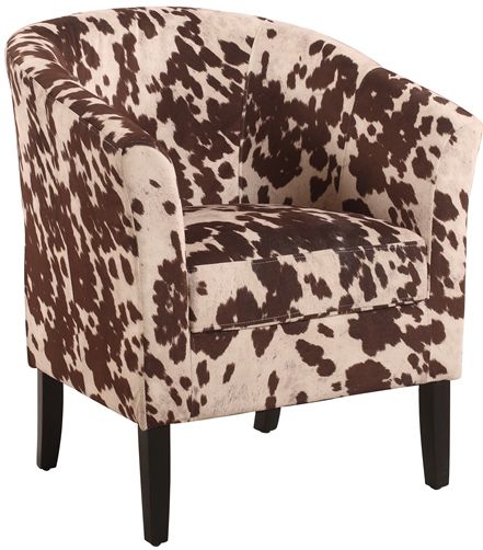 Linon 36077UM-01-AS-U Simon Chair Udder Madness; Enhance the look of any room; Perfect for adding a fun seating option to your space, the chair is upholstered in a brown cow print poly microfiber fabric; Sturdy and durable for lasting comfort; Seat Dimensions 19.5