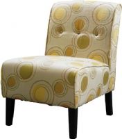 Linon 36096LEM-01-KD-U Coco Accent Chair, Button tufted accents, Sturdy hardwood frame construction, Dark Walnut Frame, Lemon Fabric, 250 lbs Weight Limit, 22.5"W x 30"D x 33"H, Substantial, durable padding for long lasting comfort, UPC 753793910383 (36096LEM01KDU 36096LEM-01-KD-U 36096LEM 01 KD U) 