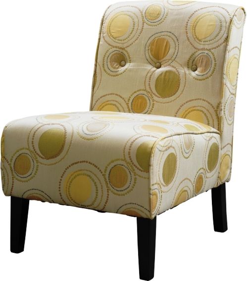 Linon 36096LEM-01-KD-U Coco Accent Chair, Button tufted accents, Sturdy hardwood frame construction, Dark Walnut Frame, Lemon Fabric, 250 lbs Weight Limit, 22.5