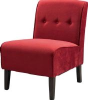 Linon 36096RED-01-KD-U Coco Accent Chair, Button tufted accents, Sturdy hardwood frame construction, Dark Walnut Frame, Red Fabric, 250 lbs Weight Limit, 22.5"W x 30"D x 33"H, Substantial, durable padding for long lasting comfort, UPC 753793910406 (36096RED01KDU 36096RED-01-KD-U 36096RED 01 KD U) 
