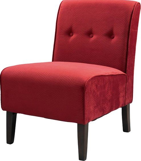 Linon 36096RED-01-KD-U Coco Accent Chair, Button tufted accents, Sturdy hardwood frame construction, Dark Walnut Frame, Red Fabric, 250 lbs Weight Limit, 22.5