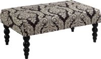Linon 36110BLKW01U Claire Black and White Jacquard Bench; Perfect for adding extra seating space to your living room, den or at the end of your bed; Upholstery and rich black finish on the turned ball legs adds an air of uniqueness and style to this versatile piece; Luxurious padding will provide extra comfort; 250 lbs weight capacity; UPC 753793940625 (36110-BLKW01U 36110BLKW-01U 36110-BLKW-01U) 