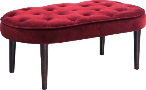 Linon 36116BER-01-KD-U Elegance Bench, Espresso Finished Frame, Berry Upholstery, Ultra plush seat, Unique oval design, Tufted top for an eyecatching detail, 21.19 Lbs Weight, 41